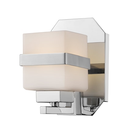 Ascend 1 Light Wall Sconce, Chrome & Matte Opal